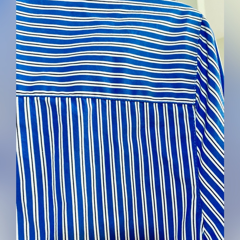 Talbots Blue Striped V-Neck Pullover Tunic. Size L Cotton,Collar & Bow cuffs New - Picture 16 of 16
